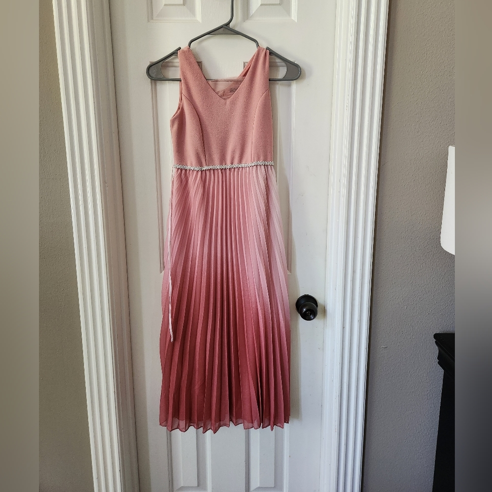 Pink ombre formal dress with jeweled belt for girls